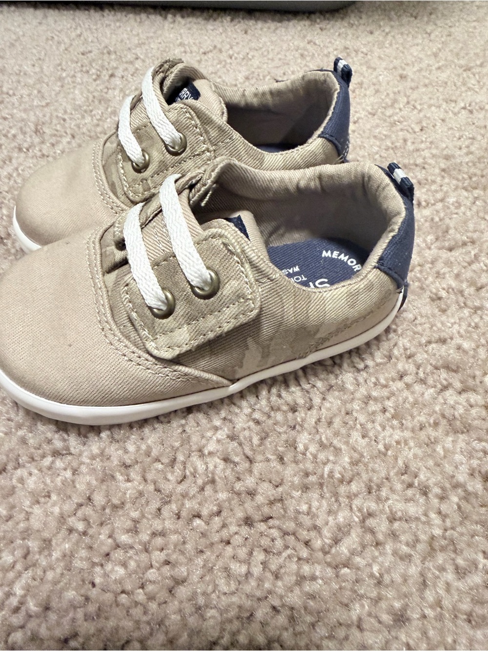 Sperry Tan Canvas Sneakers.